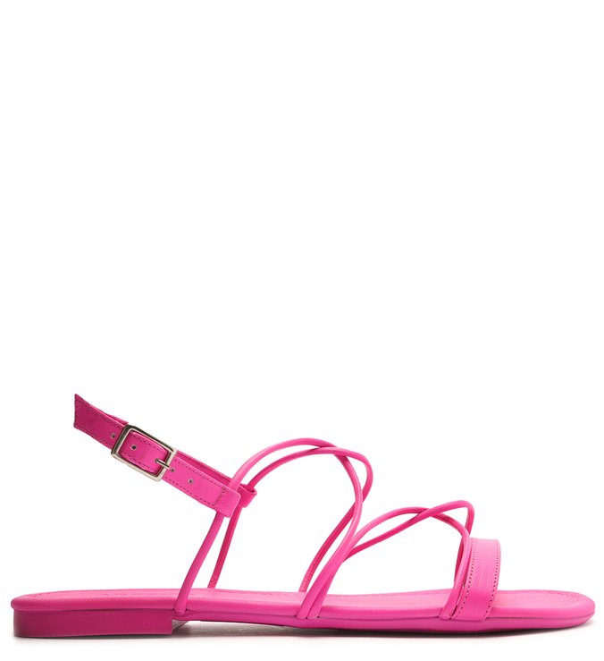 Sandália Rasteira Rosa Pink Tiras