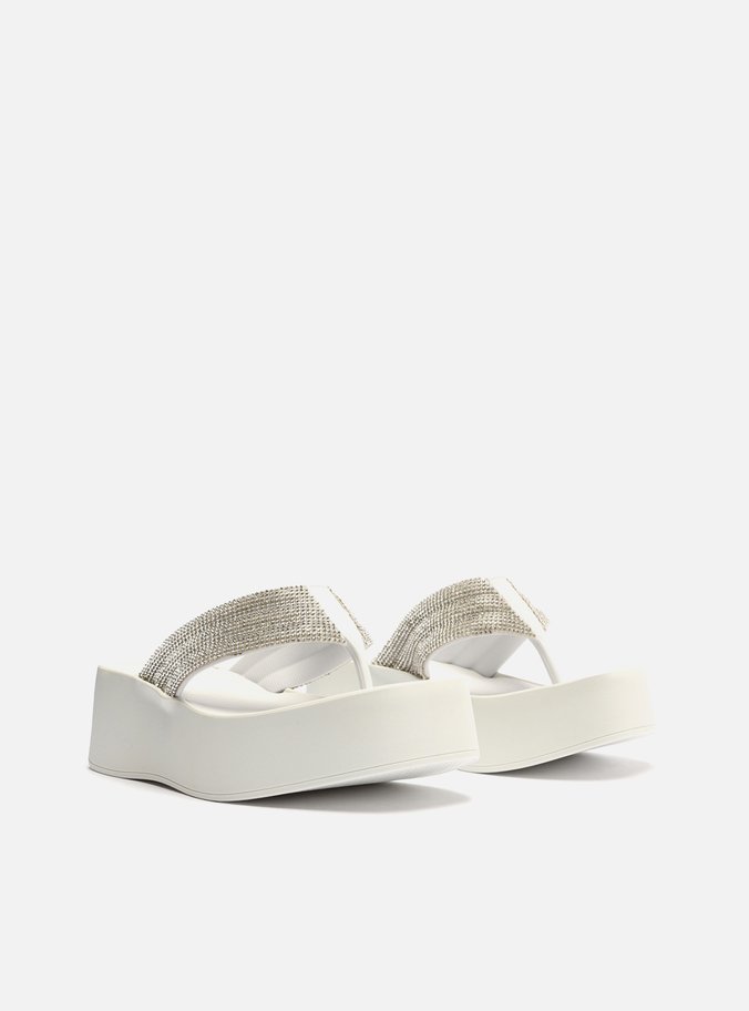 Tamanco Branca Strass Flatform Lulu Brizza