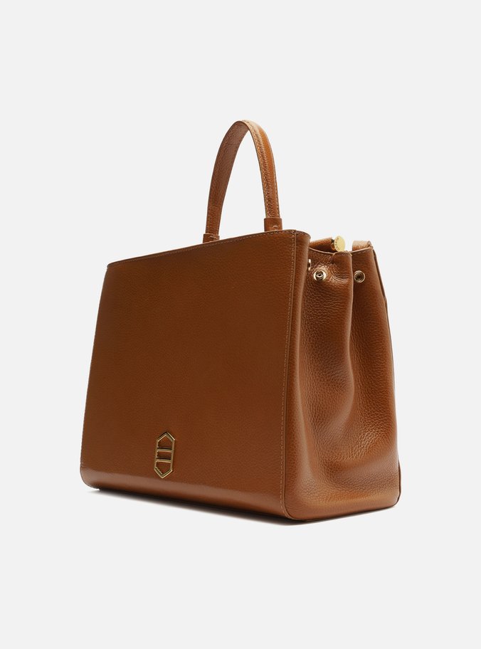 Bolsa Tote Marrom Couro Grande Alças