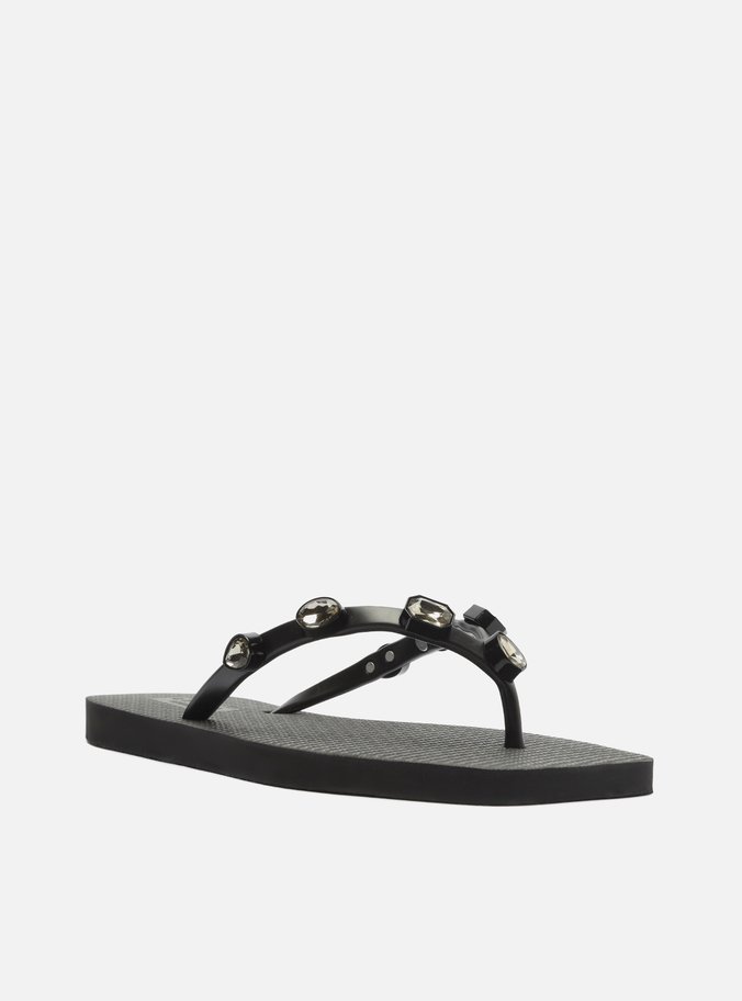 Chinelo de Dedo Preto Square Diamond