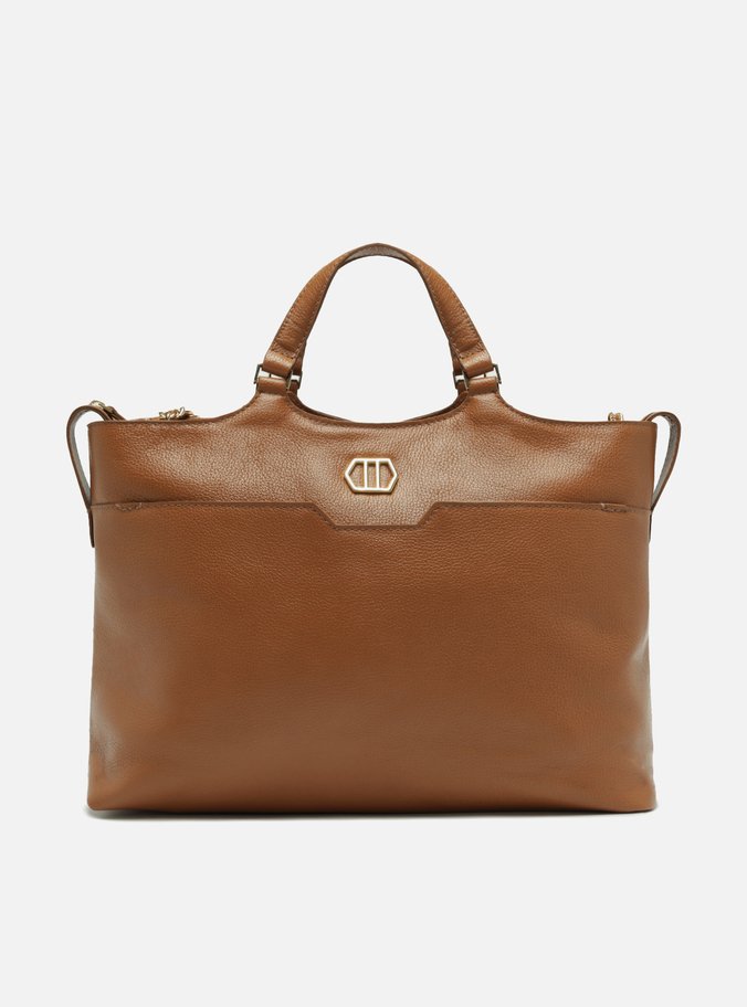 Bolsa Tote Marrom Couro Grande Bolso Frontal