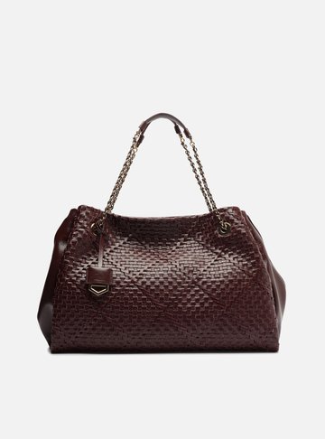 Bolsa Shopping Vinho Couro Tressê Cruzado Grande