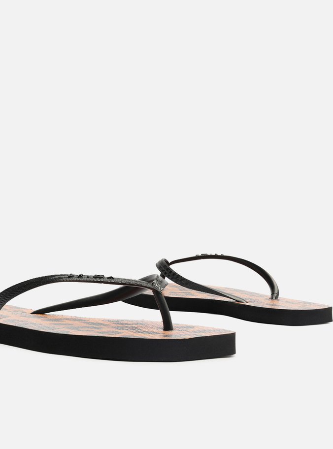 Chinelo de Dedo Preto Animal Print Square