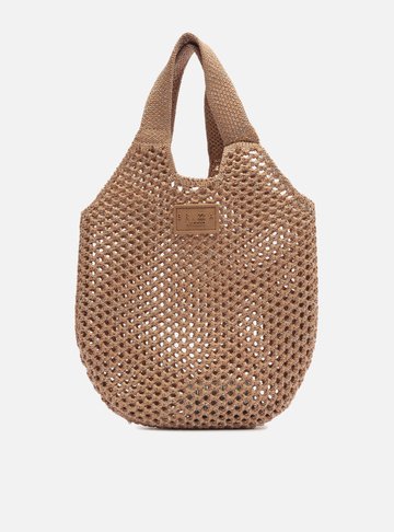 Bolsa Shopping Marrom Crochê Mayra Pequena
