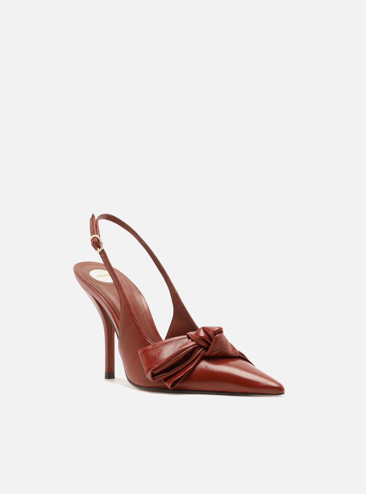 Scarpin Vermelho Couro Salto Fino Laço Slingback — foto 2