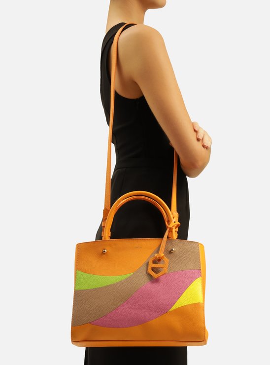 Bolsa Tote Laranja Couro Neo Bella Média Color