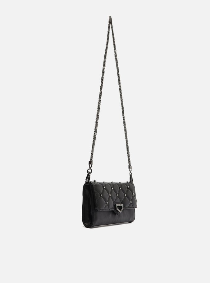 Bolsa Tiracolo Preta Couro Thai Pequena Retangular