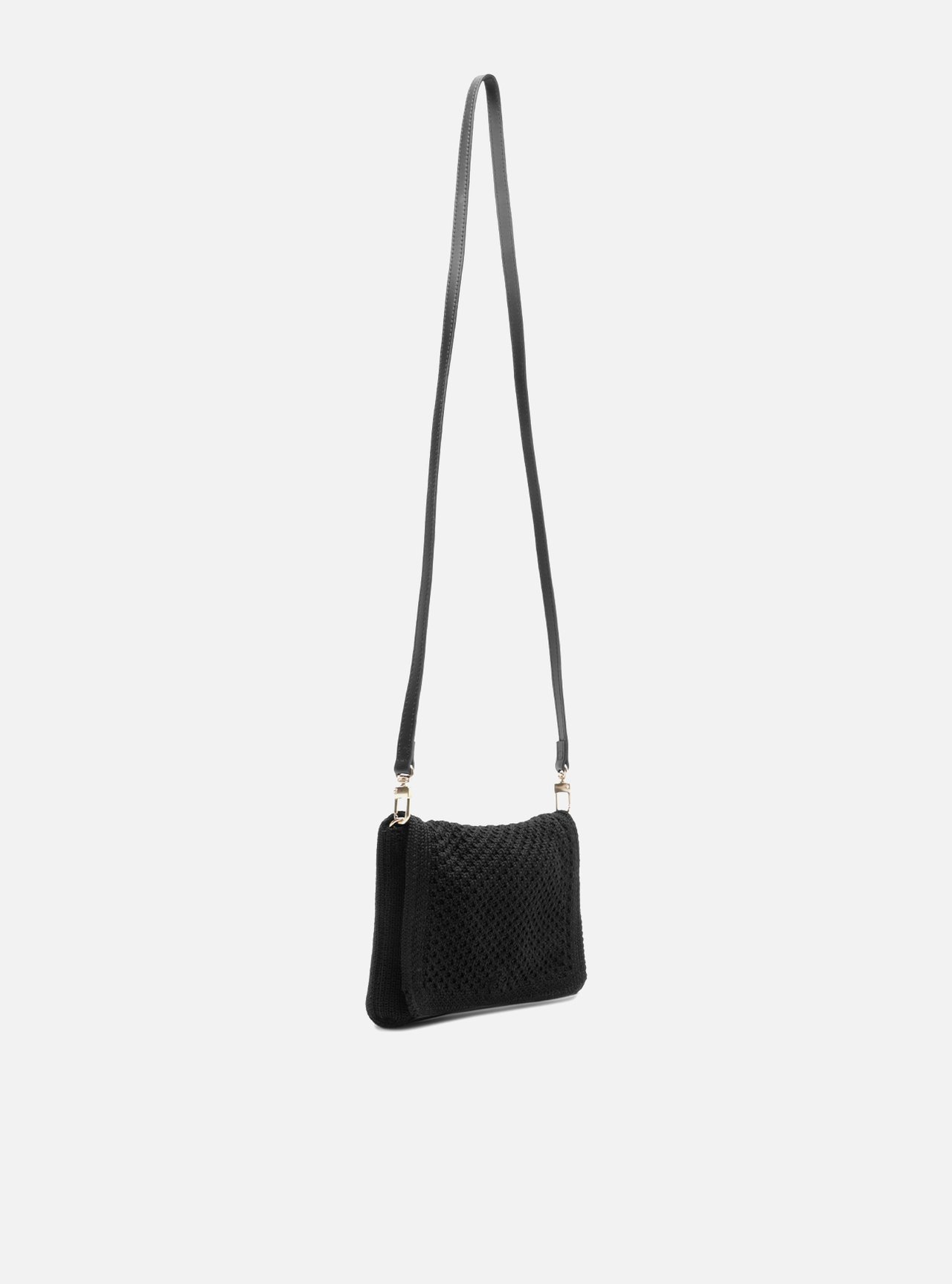 Bolsa Tiracolo Preta Crochê Média Chloe — foto 5