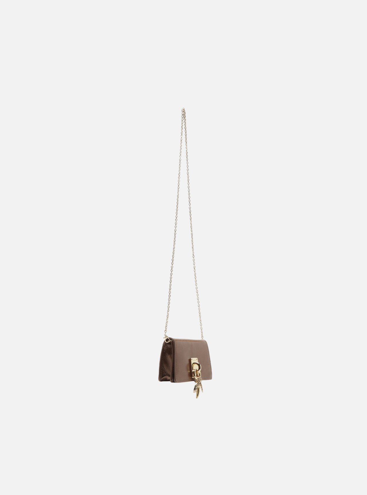 Bolsa Tiracolo Marrom Couro Pequena Metal Charms — foto 5