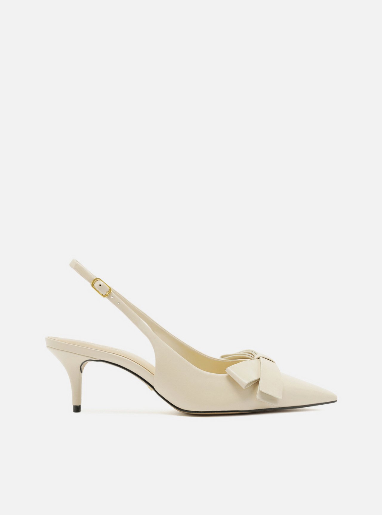 Scarpin Branco Couro Slingback Laço Lateral — foto 1
