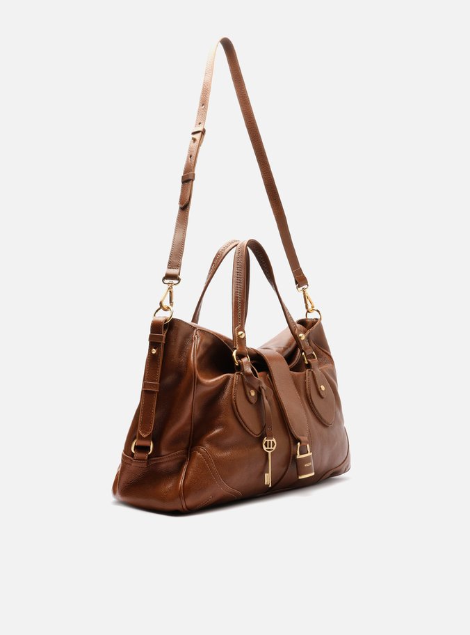 Bolsa Tote Caramelo Couro Média Cadeado