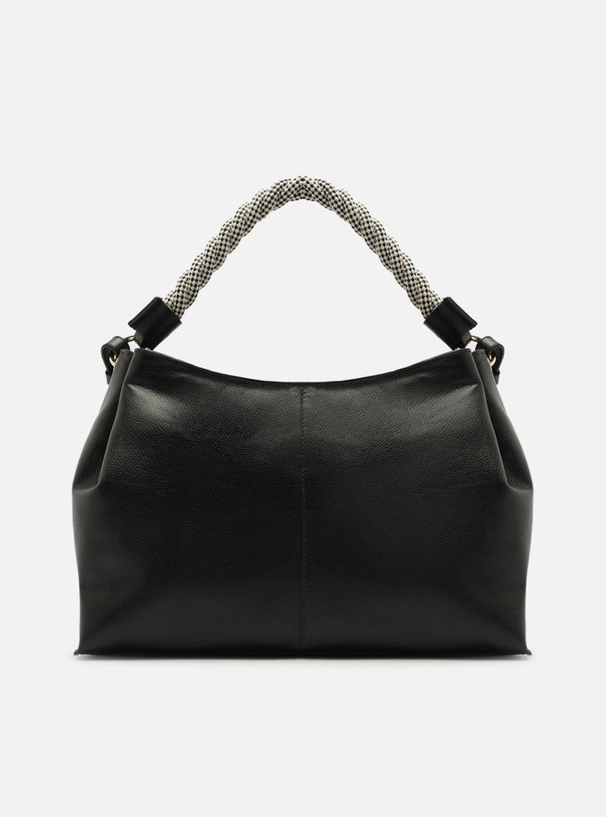 Bolsa Tote Preta Couro Grande Alça Torcida