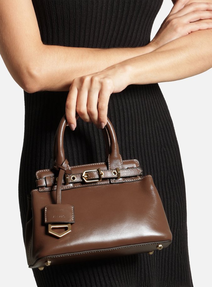 Bolsa Tote Marrom Couro Pequena Bag Charm Victória