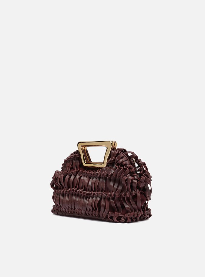 Bolsa Tiracolo Vinho Couro Média Alça Metal