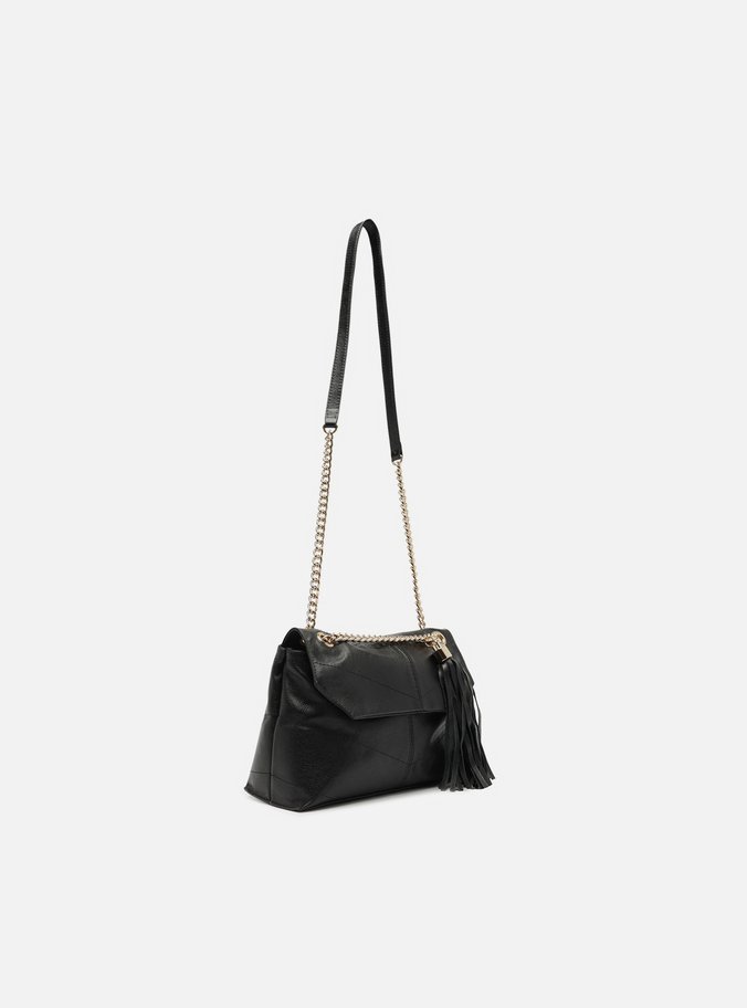 Bolsa Tiracolo Preta Couro Pequena Barbicacho