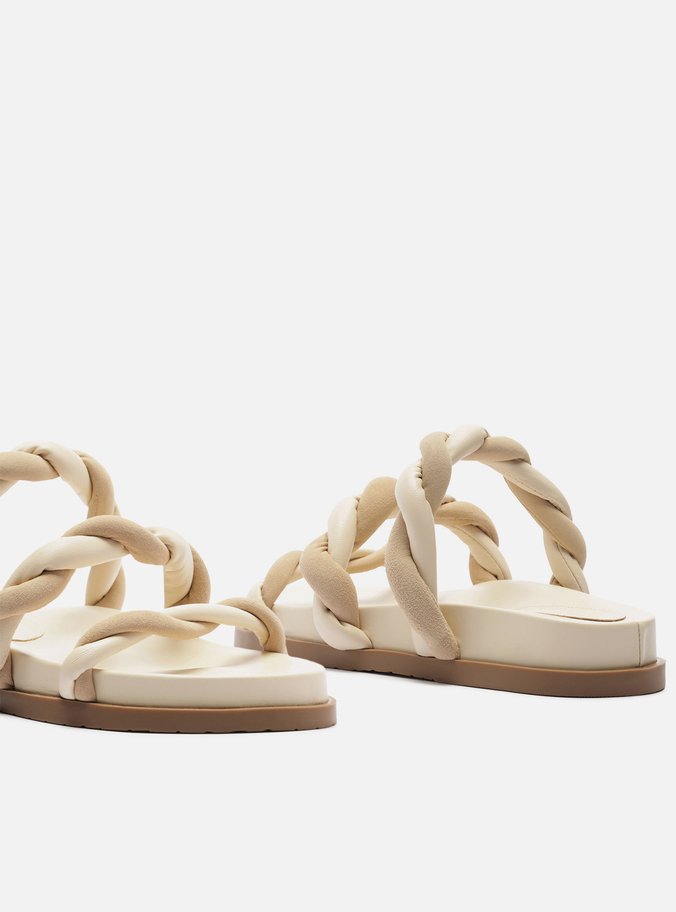 Sandália Papete Off-White Tiras Nobuck