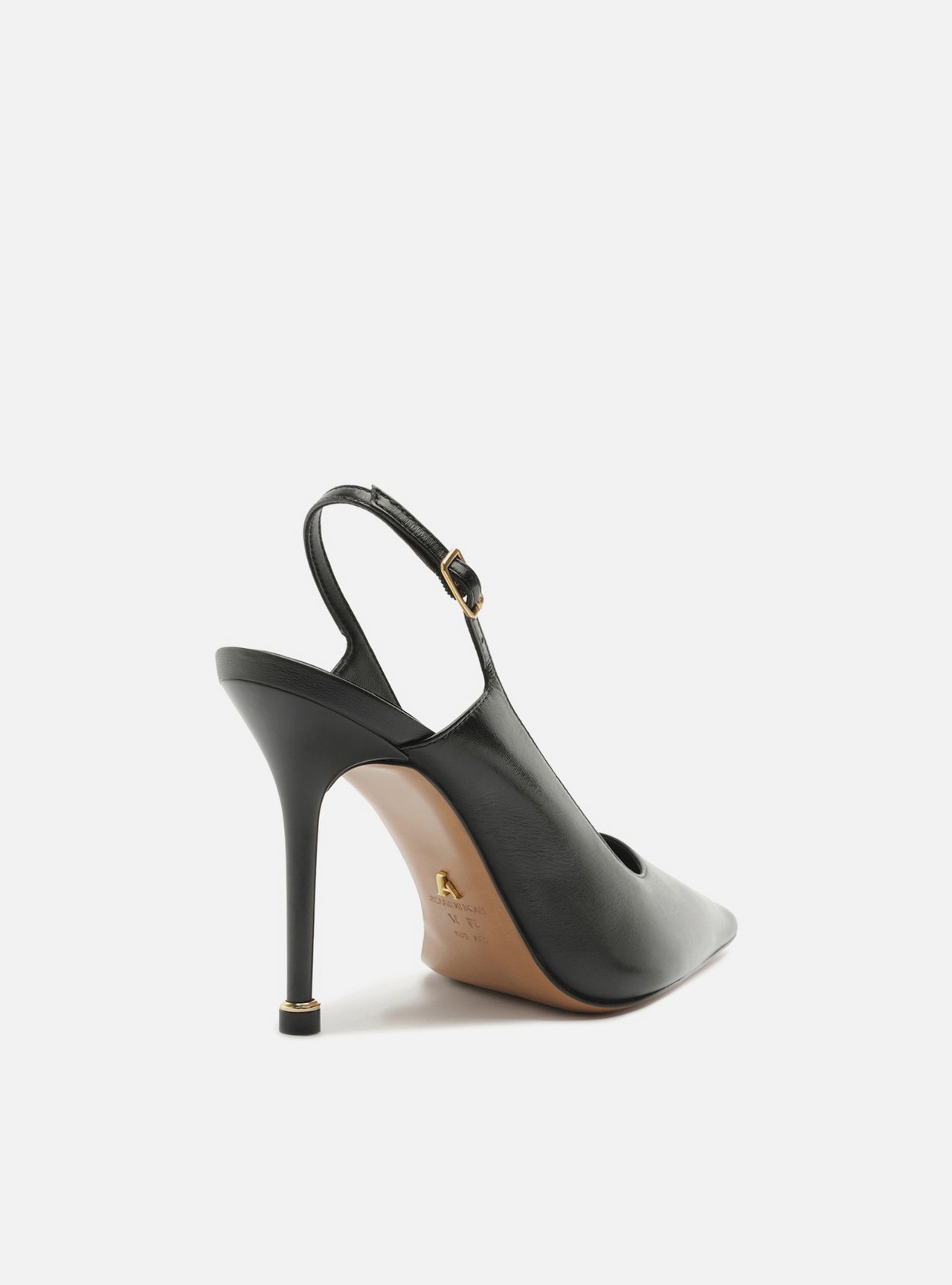 Scarpin Preto Couro Salto Fino Slingback — foto 3