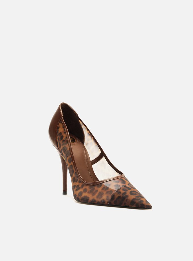 Scarpin Animal Print Tela Salto Fino Detalhe