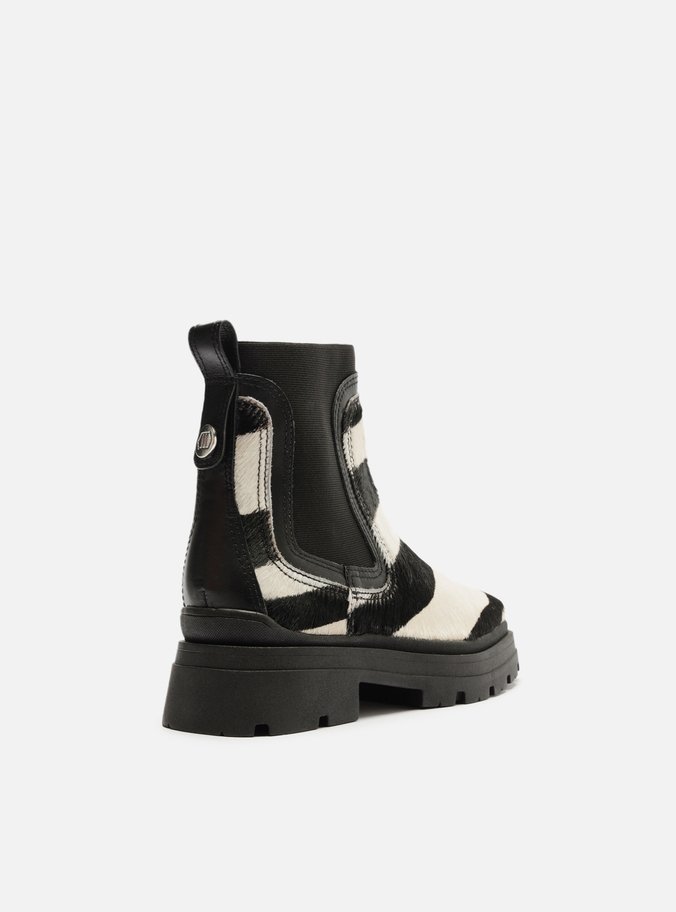 Bota Animal Print Couro Cano Curto Tratorada Elástico