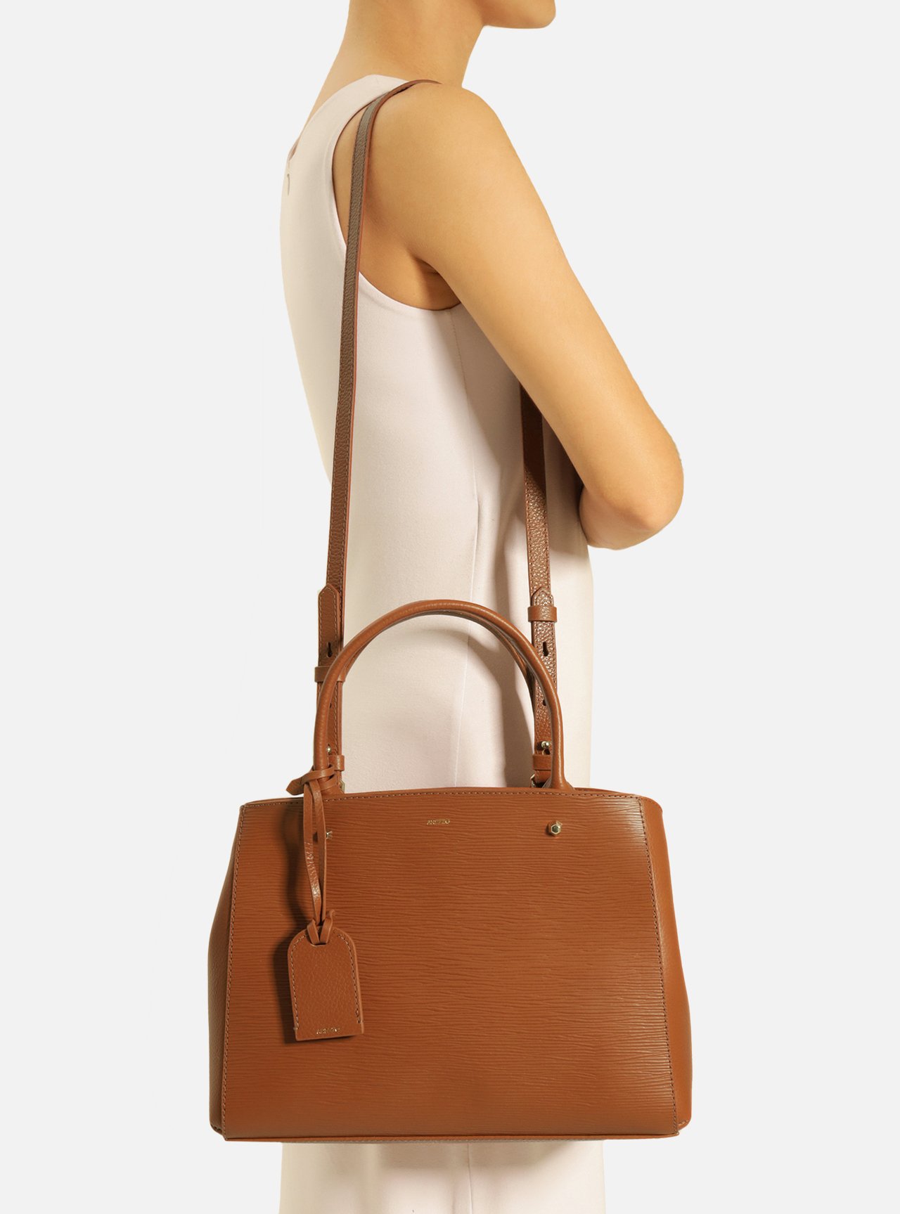 Bolsa Tote Marrom Couro Wave Bella Média — foto 6