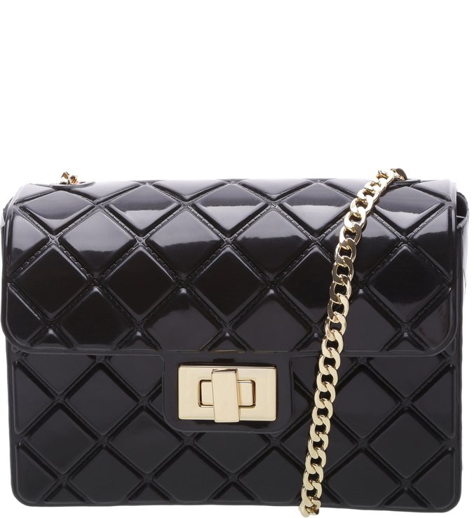 Bolsa Tiracolo Vinil Carmella Pequena Preta