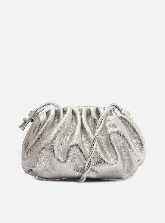 Bolsa Tiracolo Prateada Couro Gaby Pequena