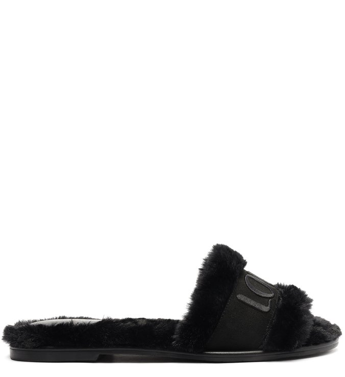 Slide Preto Pelo Bordado Home
