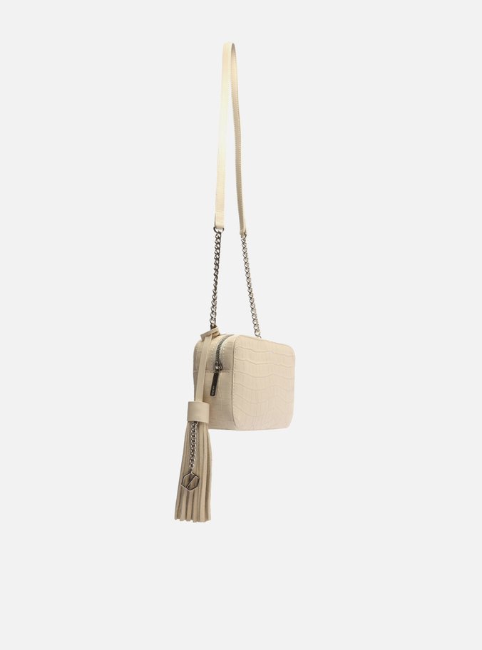 Bolsa Tiracolo Off-White Croco Pequena Barbicacho