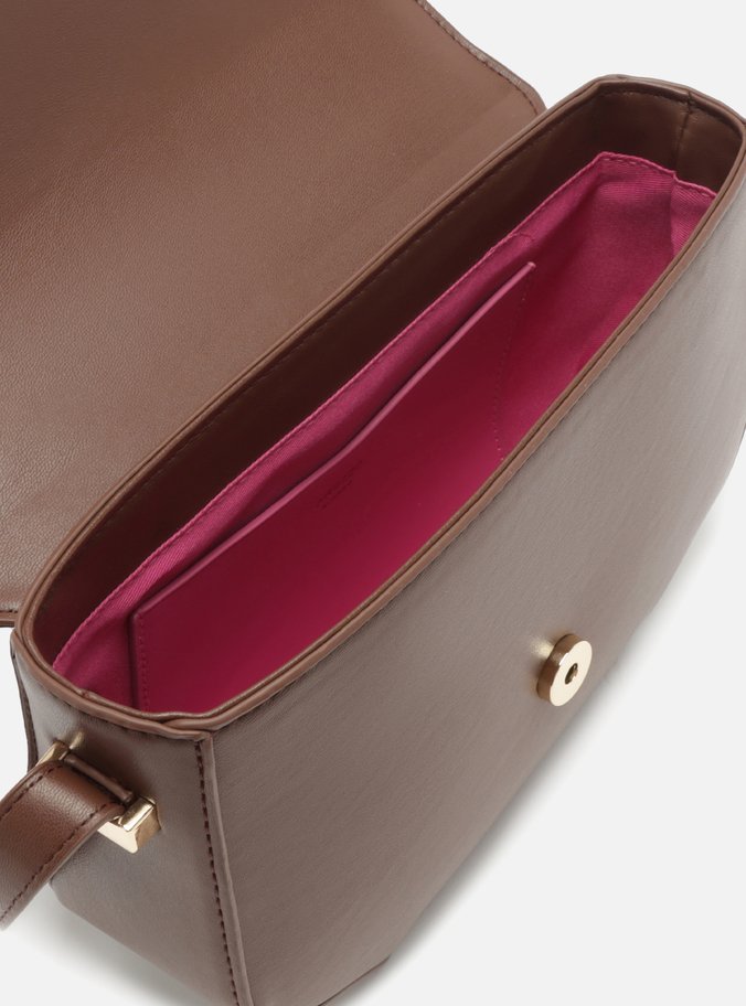 Bolsa Tiracolo Marrom Botão Média
