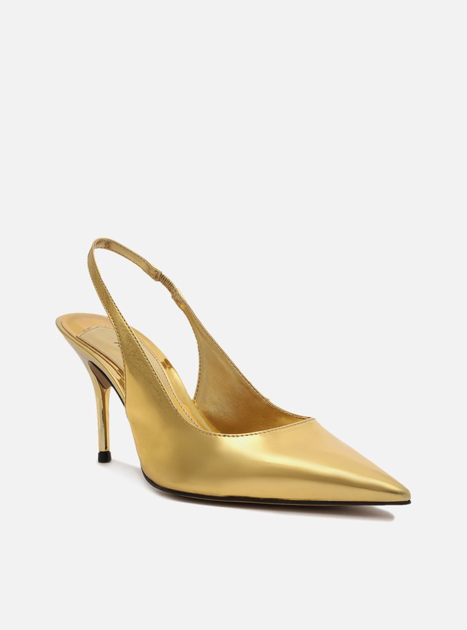 Scarpin Dourado Bico Fino Slingback
