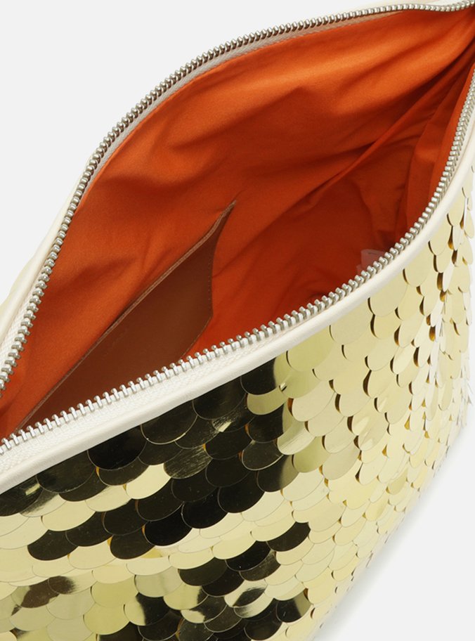 Clutch Dourada Média Maxi Paetês