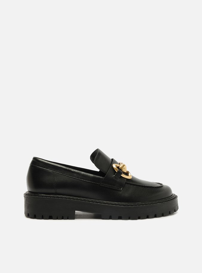 Mocassim Preto Couro Tratorado Bridão