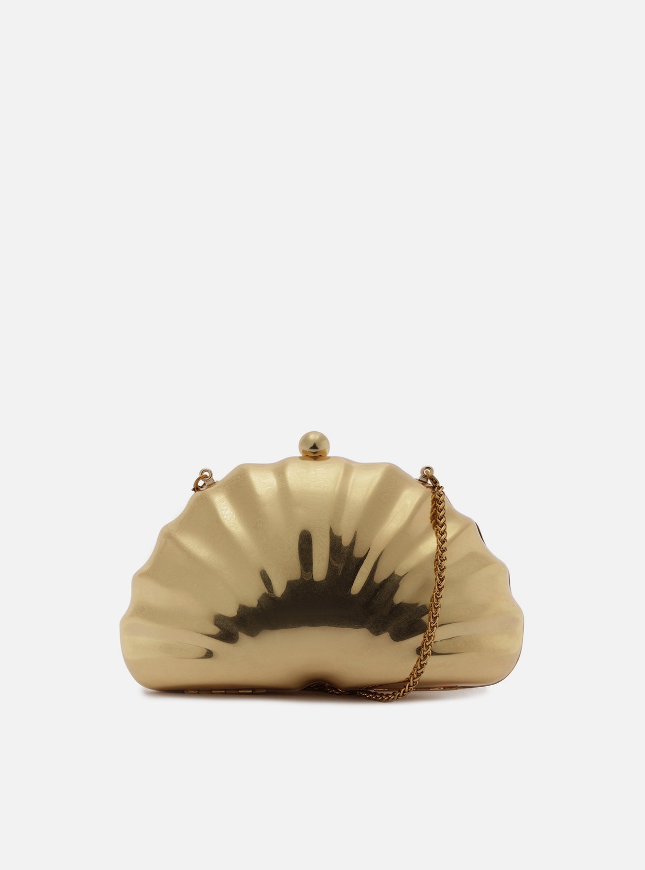 Bolsa Tiracolo Dourada Metal Média Concha — foto 1