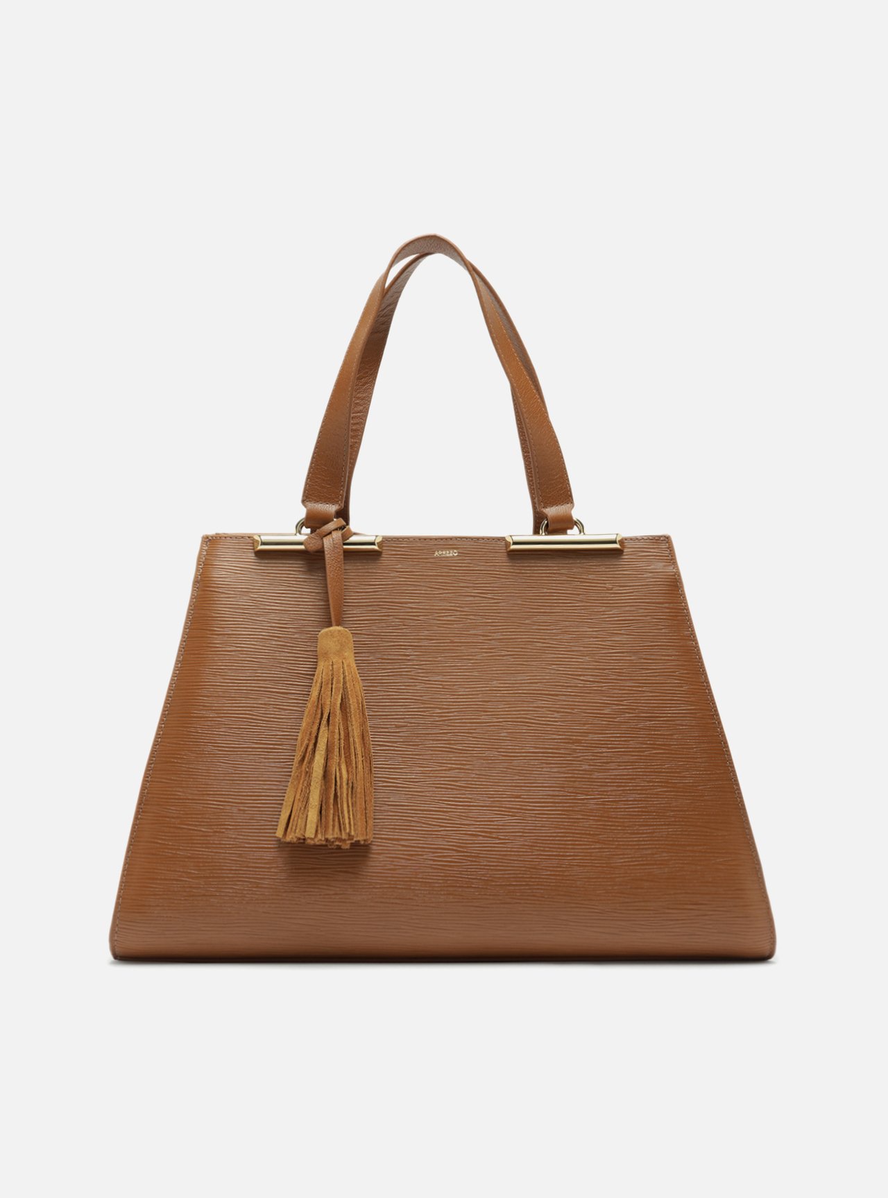 Bolsa Shopping Marrom Couro Grande Metal Barbicacho — foto 1
