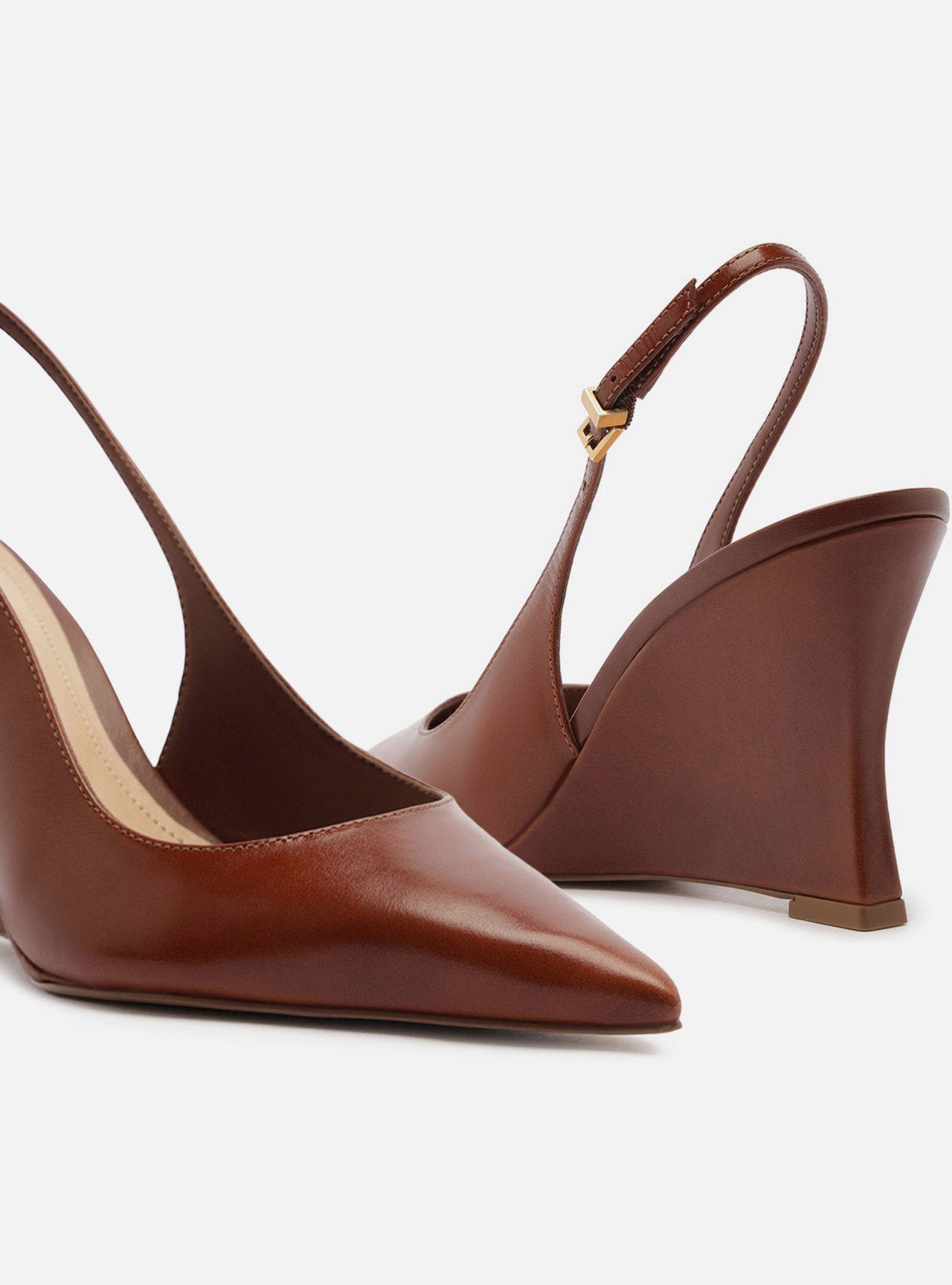 Scarpin Marrom Couro Salto Alto Anabela Slingback — foto 4