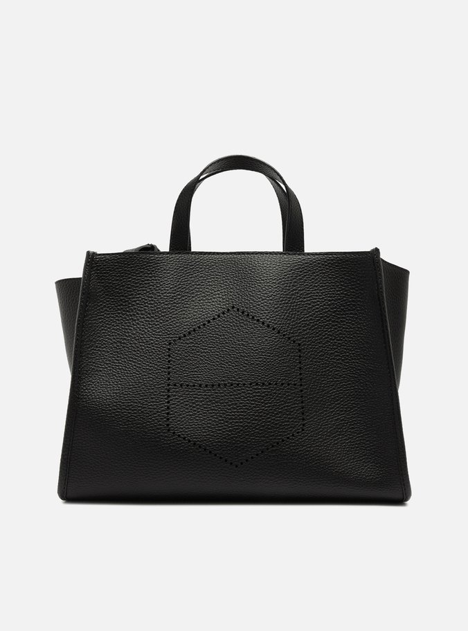 Bolsa Tote Preta Grande Logo Perfurado