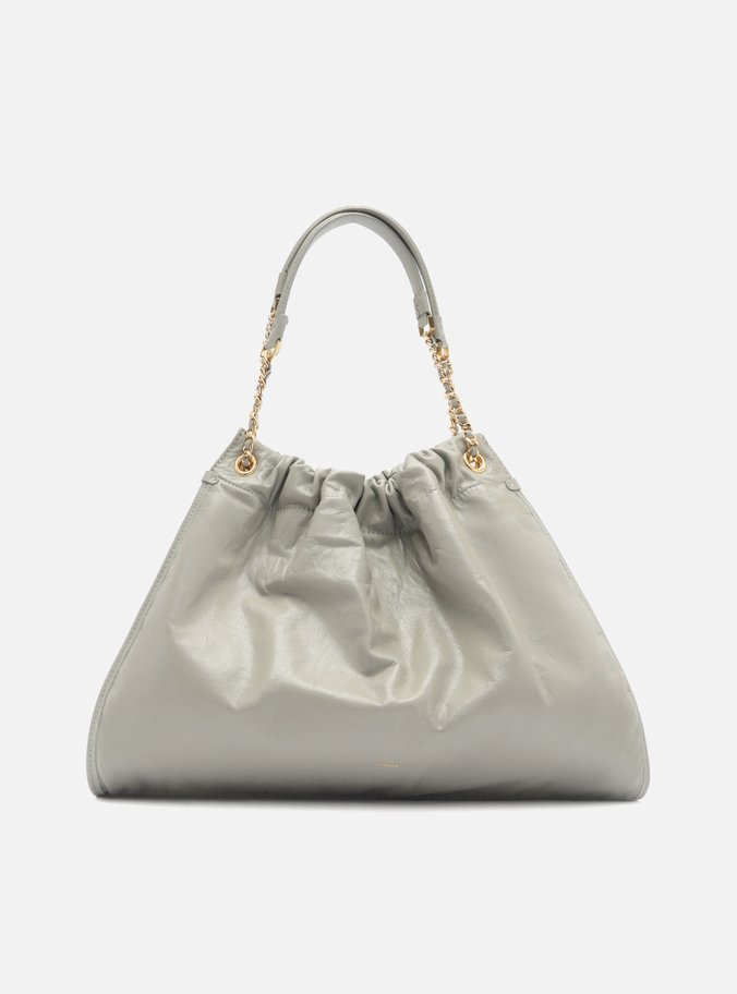 Bolsa Hobo Cinza Couro Snake Grande