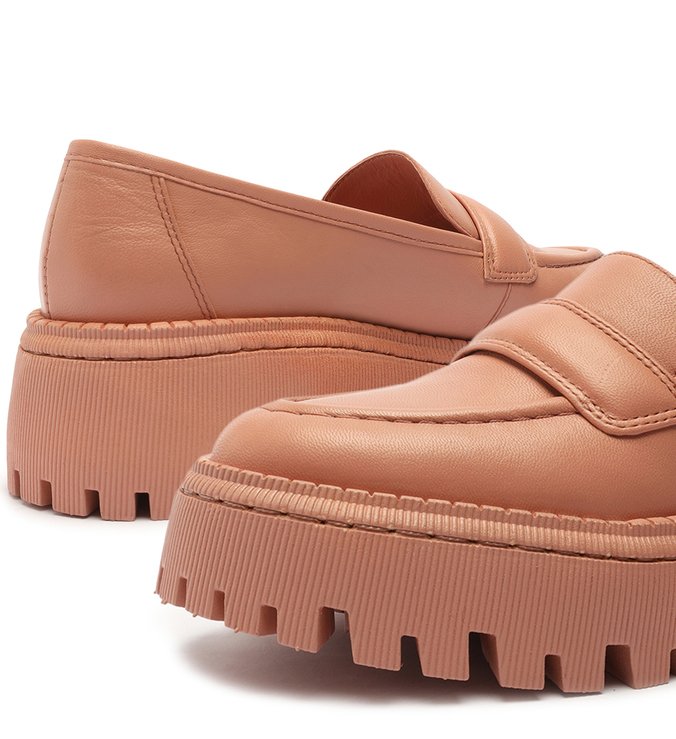 Mocassim Rosa Couro Tratorado Catarina
