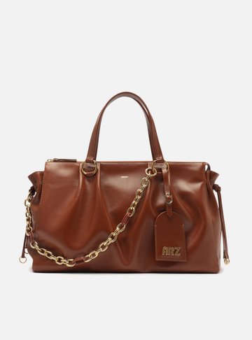 Bolsa Tote Couro Marrom Grande