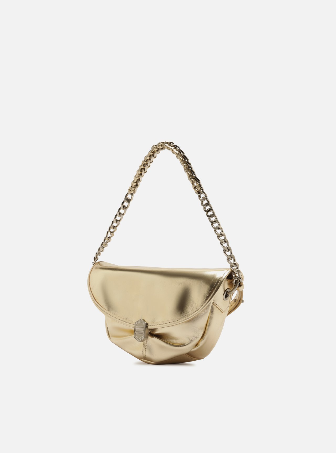 Bolsa Tiracolo Dourada Couro Média Laço — foto 2