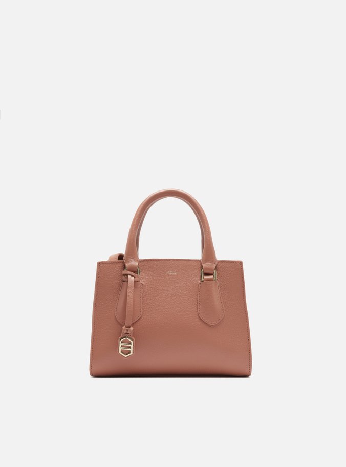 Bolsa Tote Rosa Couro Pequena Bag Charm Metal