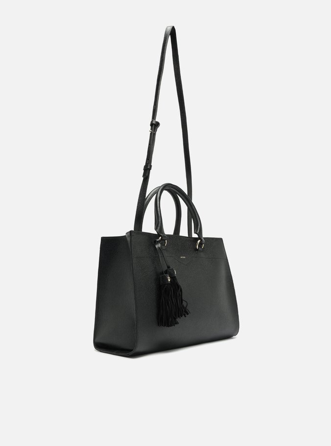 Bolsa Tote Preta Couro Grande Barbicacho