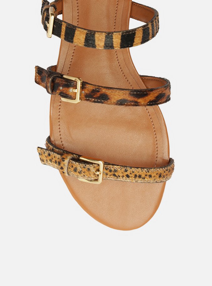 Rasteira Animal Print Tiras Fivelas