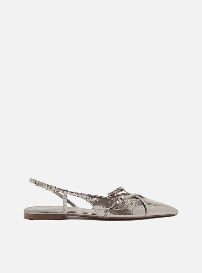 Sapatilha Prata Couro Slingback New Amélia
