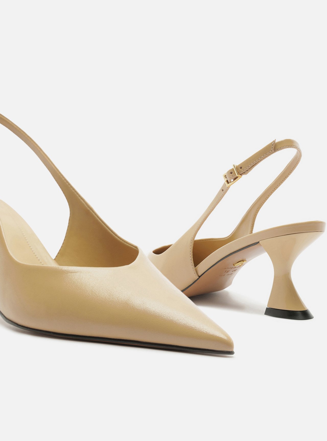 Scarpin Nude Couro Salto Geométrico Slingback — foto 4