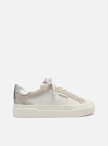 Tênis Branco Couro Detalhes Silver