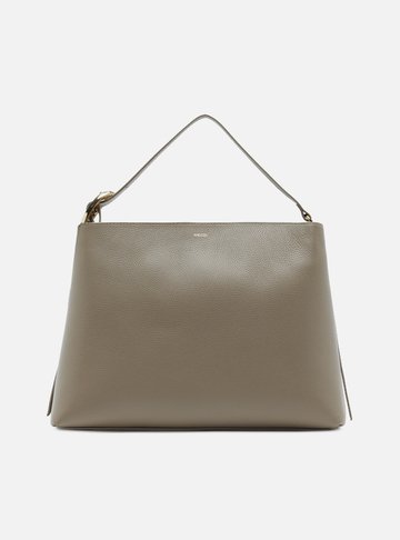 Bolsa Tote Cinza Couro Grande Básica