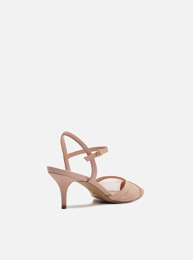Scarpin Rosa Tela Salto Baixo