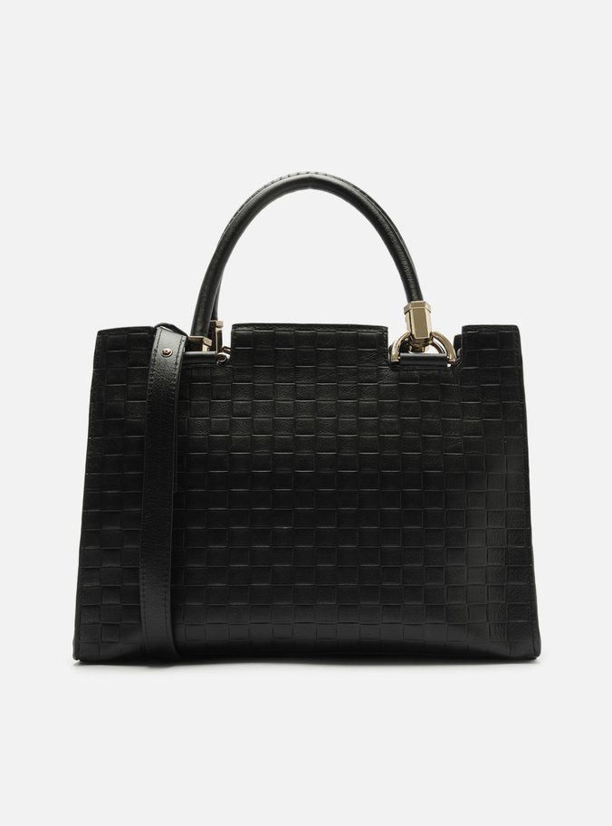 Bolsa Tote Preta Couro Abraccio Grande Tressê