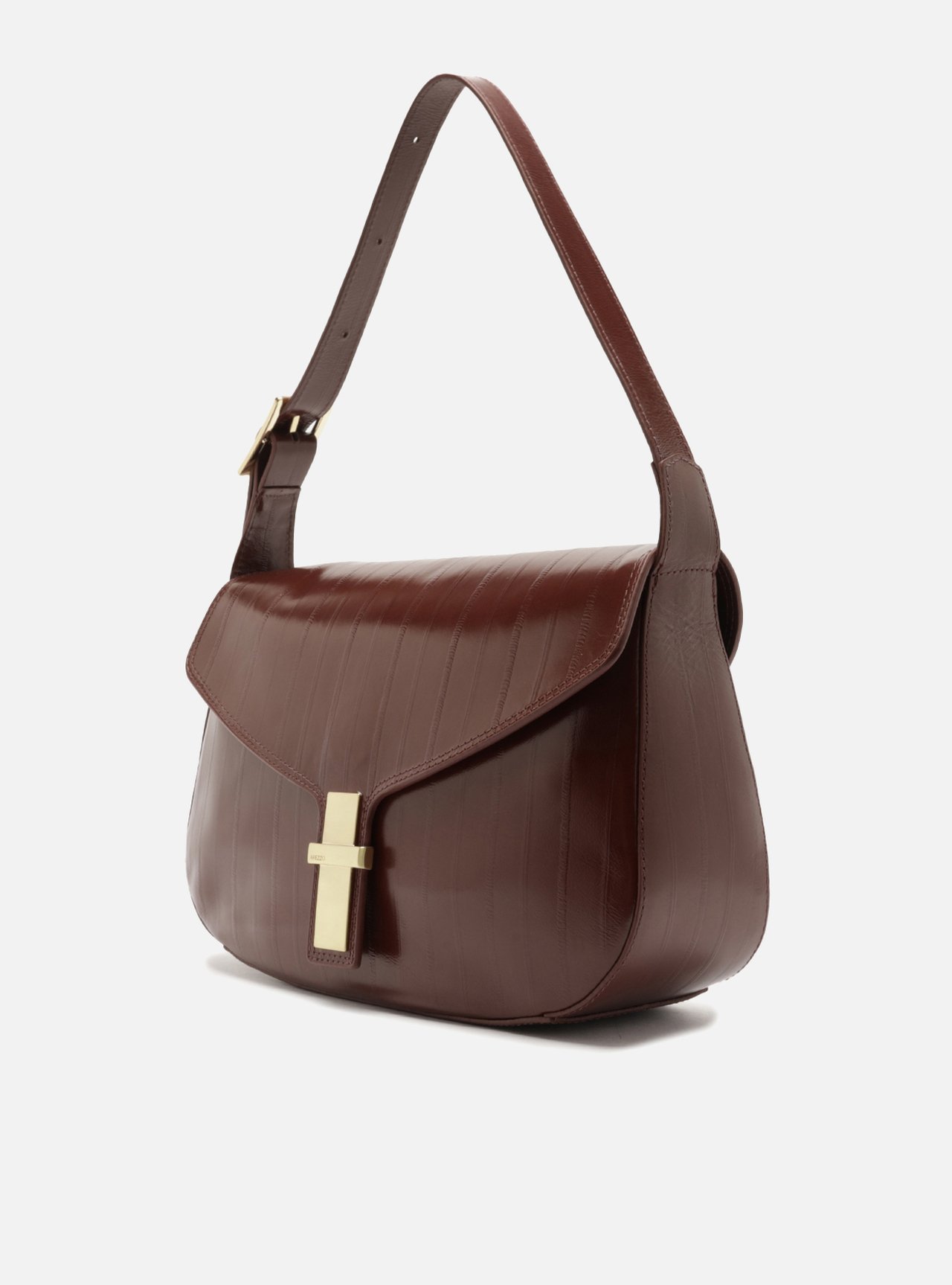 Bolsa Tiracolo Bordô Couro Grande Tampo Metal — foto 2